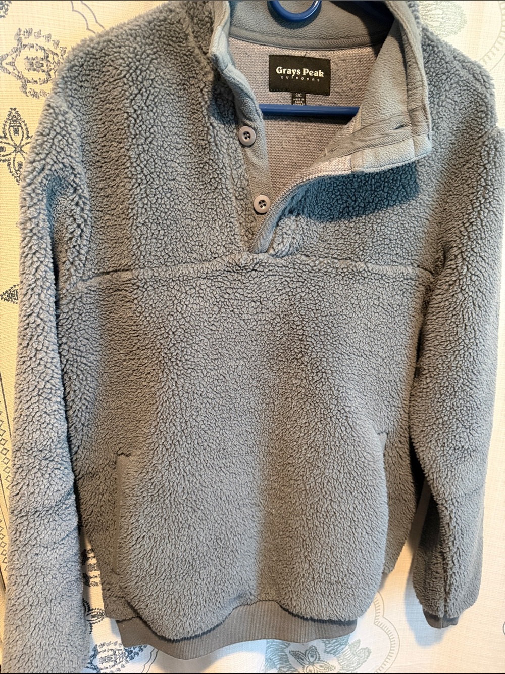 Men's Gray Sherpa Pullover Sweater